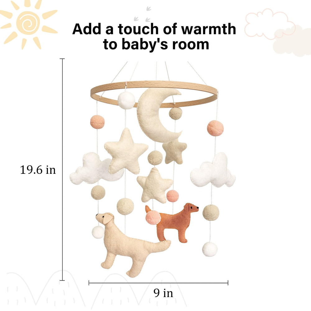 Sweety Baby dog theme mobile suits bassinets, cribs, and playards.