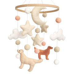 Sweety Baby dog theme mobile with playful dog figures for crib decor.
