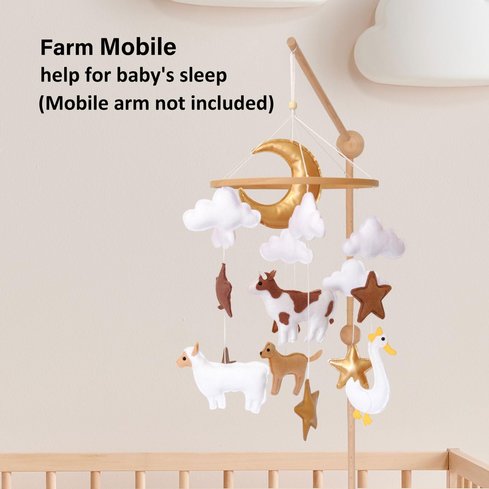 Sweety Baby farm animals mobile golden retriever adds friendly charm for focus