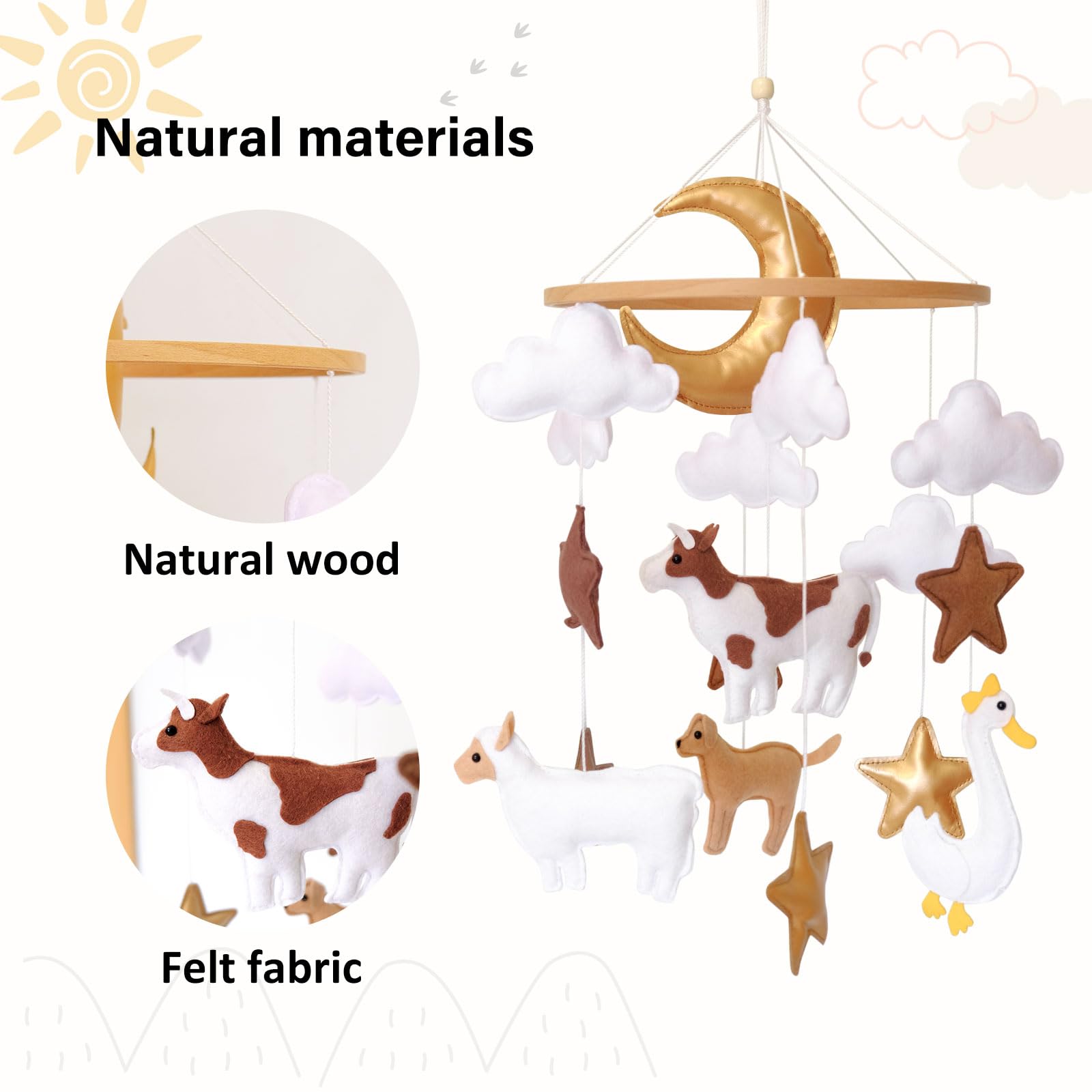 Sweety Baby farm animals mobile sheep encourages exploration with soft plush detail
