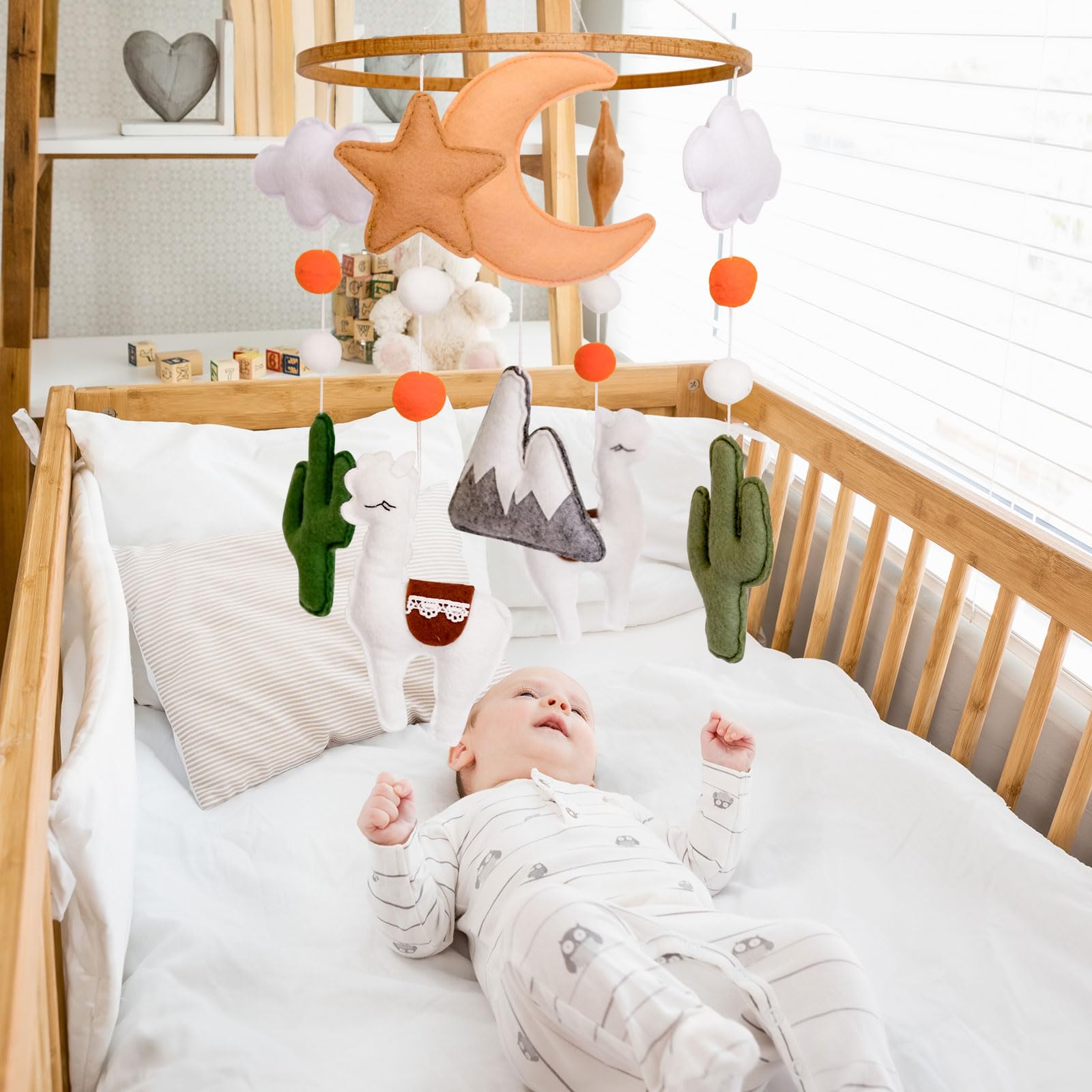 Sweety Baby handmade felt elements offer safe, lightweight focal point