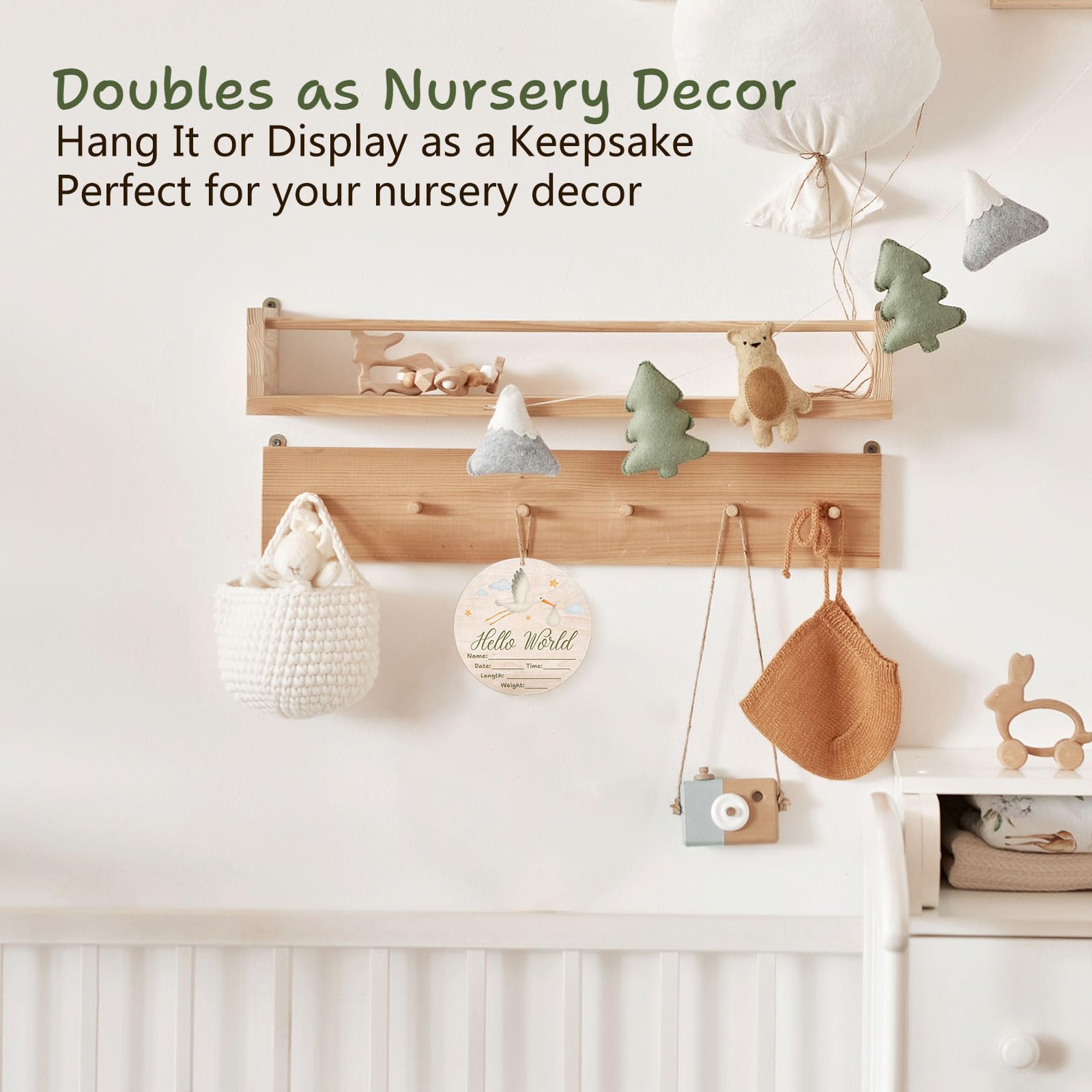 Sweety Baby jute string allows simple hanging display.