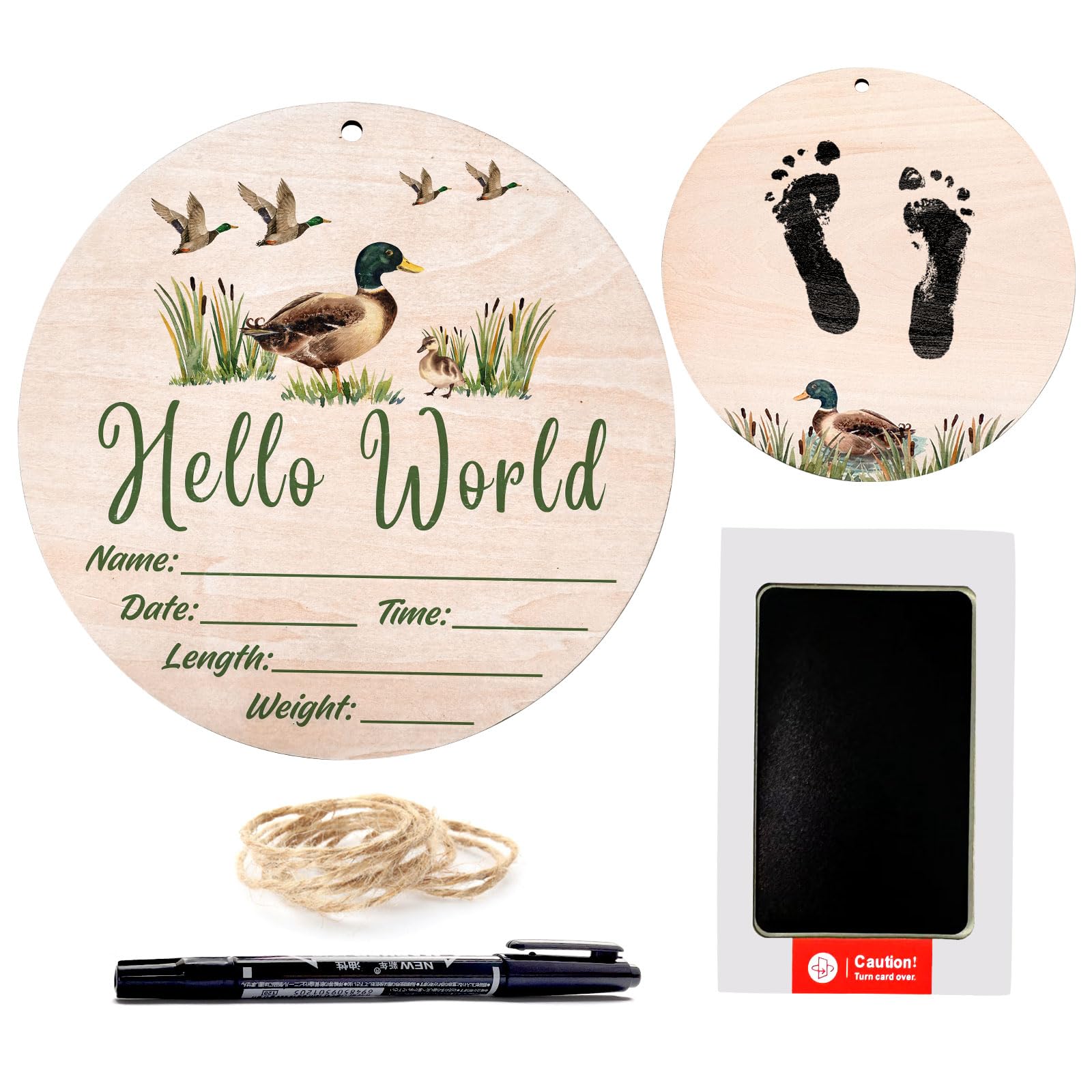 Sweety Baby mallard duck announcement sign close-up, ideal for newborn photo props.