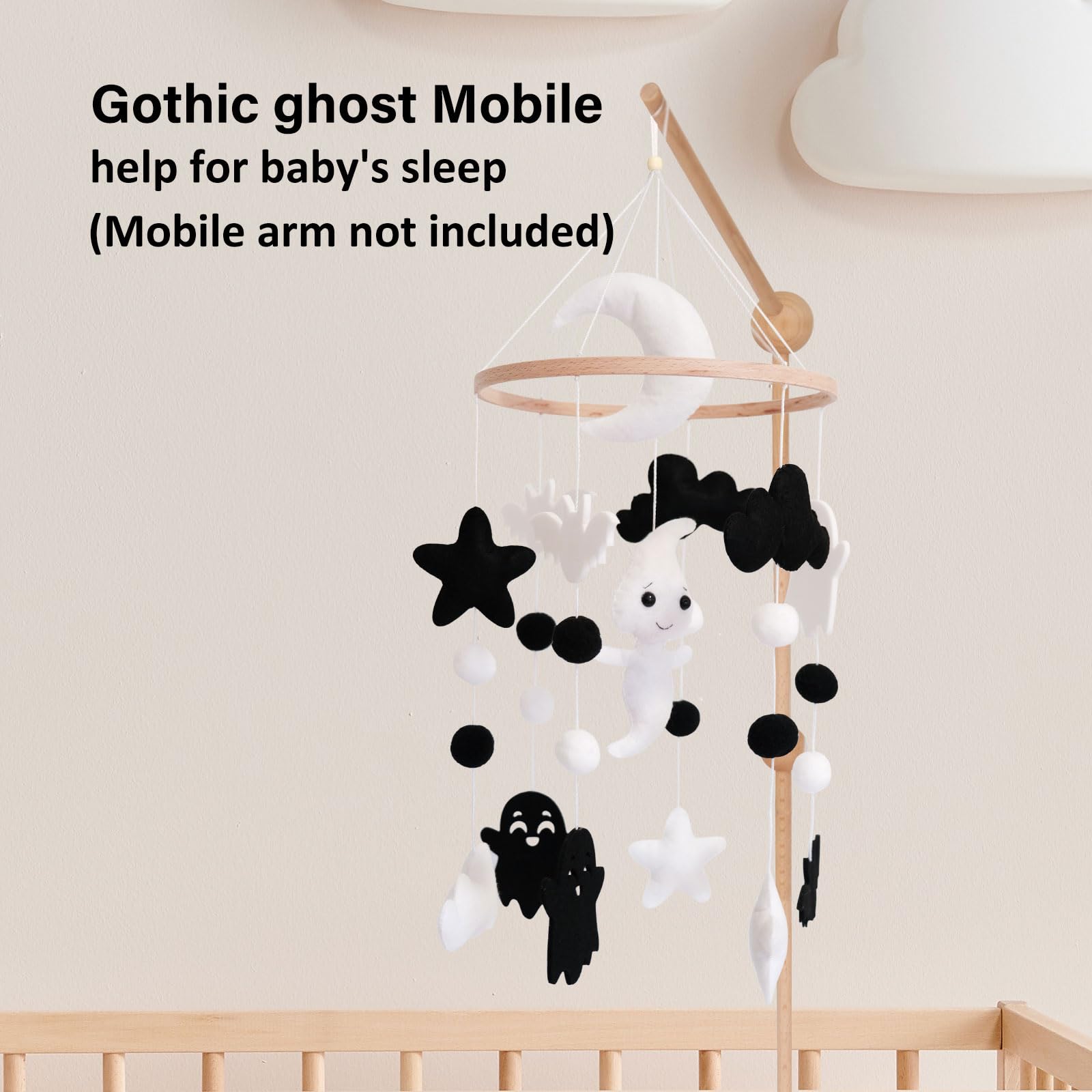 Sweety Baby moon silhouette mobile creating calming nighttime scenery