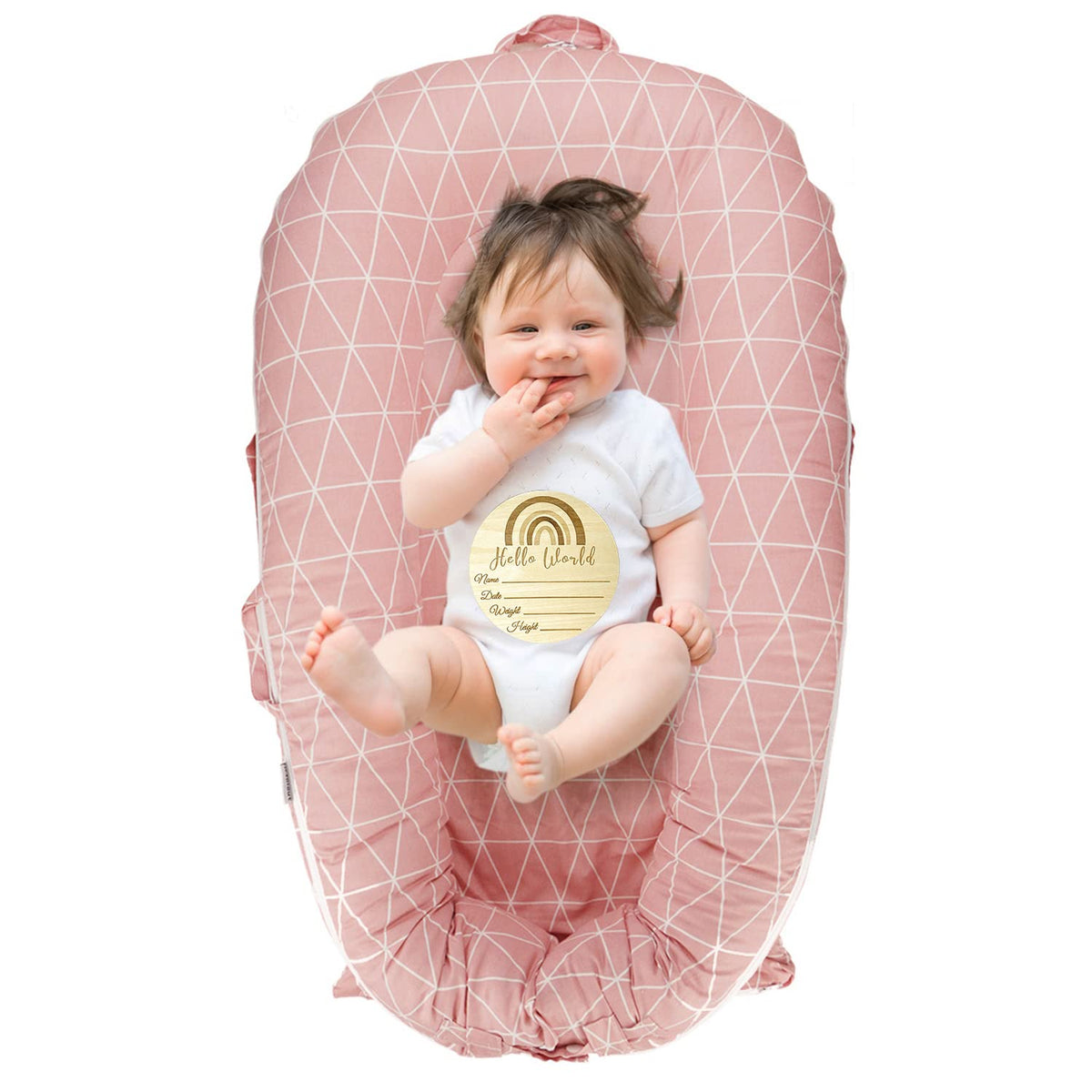 Sweety Baby newborn lounger cover for DockATot Deluxe in pink, soft cotton texture