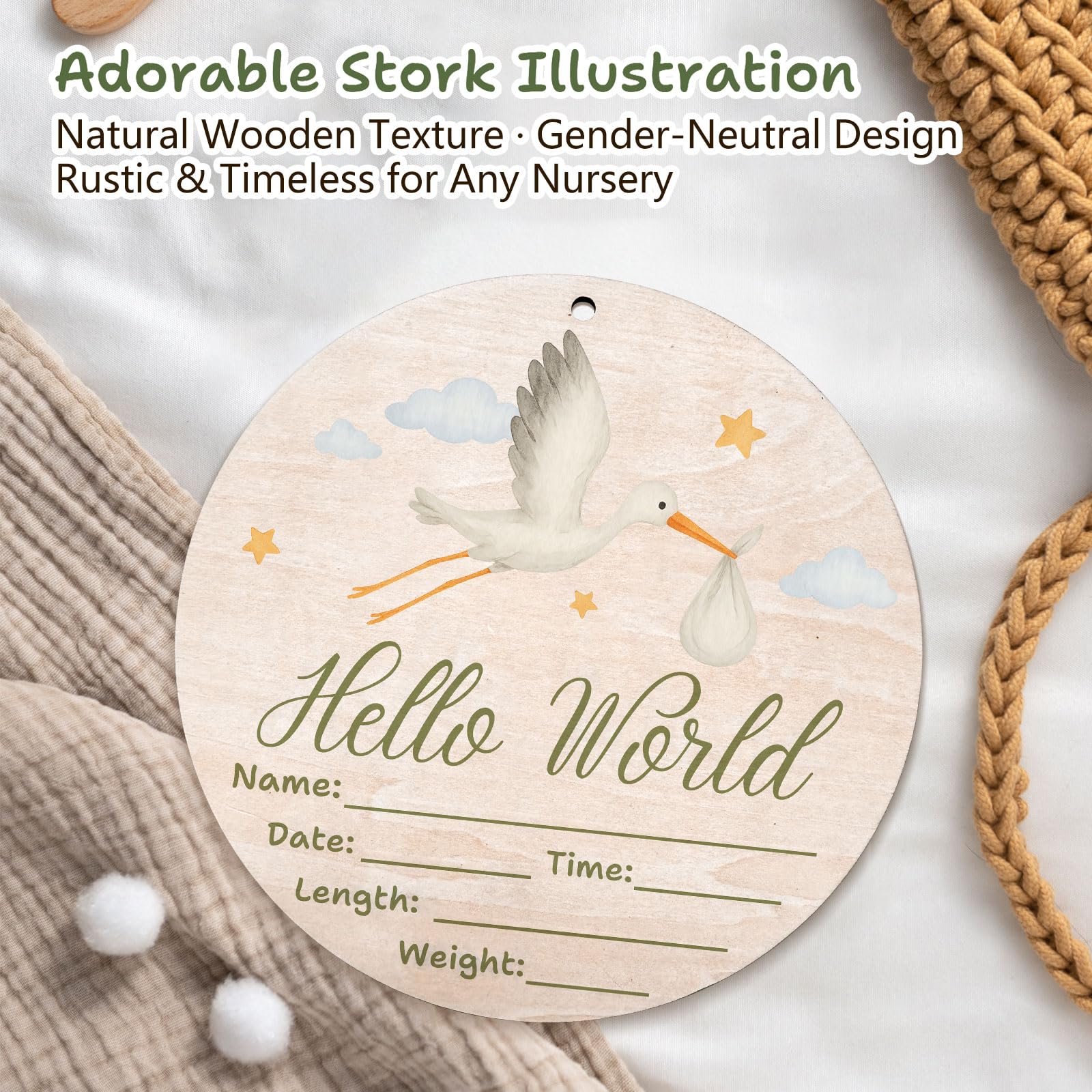 Sweety Baby round wooden sign, 6.7 inches, adds rustic charm to nurseries.