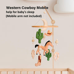 Sweety Baby Western Baby Mobile cowboy boot pendant supports visual focus at crib.
