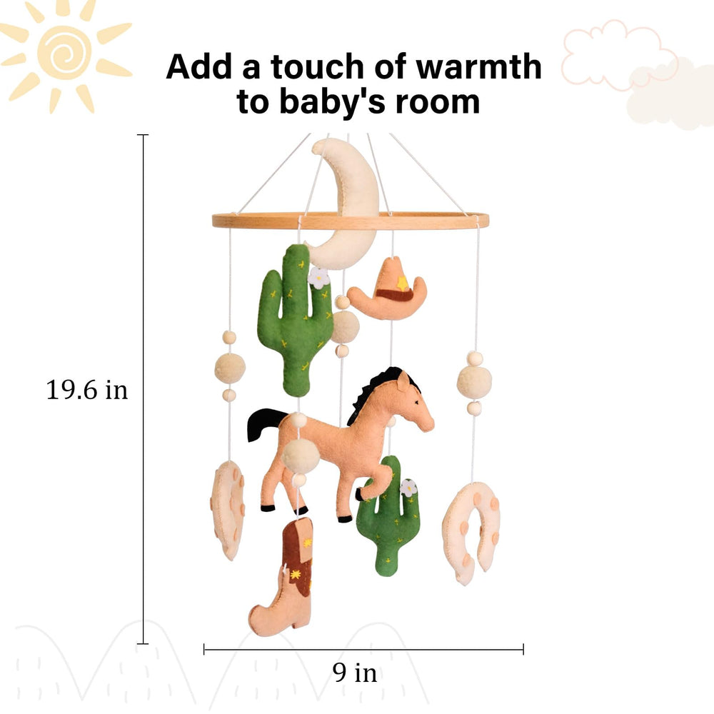 Sweety Baby Western Baby Mobile cowboy hat charm soothes with gentle motion.