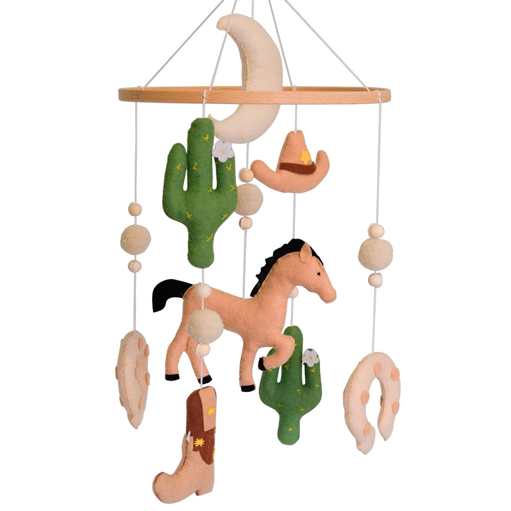 Sweety Baby Western Baby Mobile with horse helps capture baby's gaze and support visual tracking.