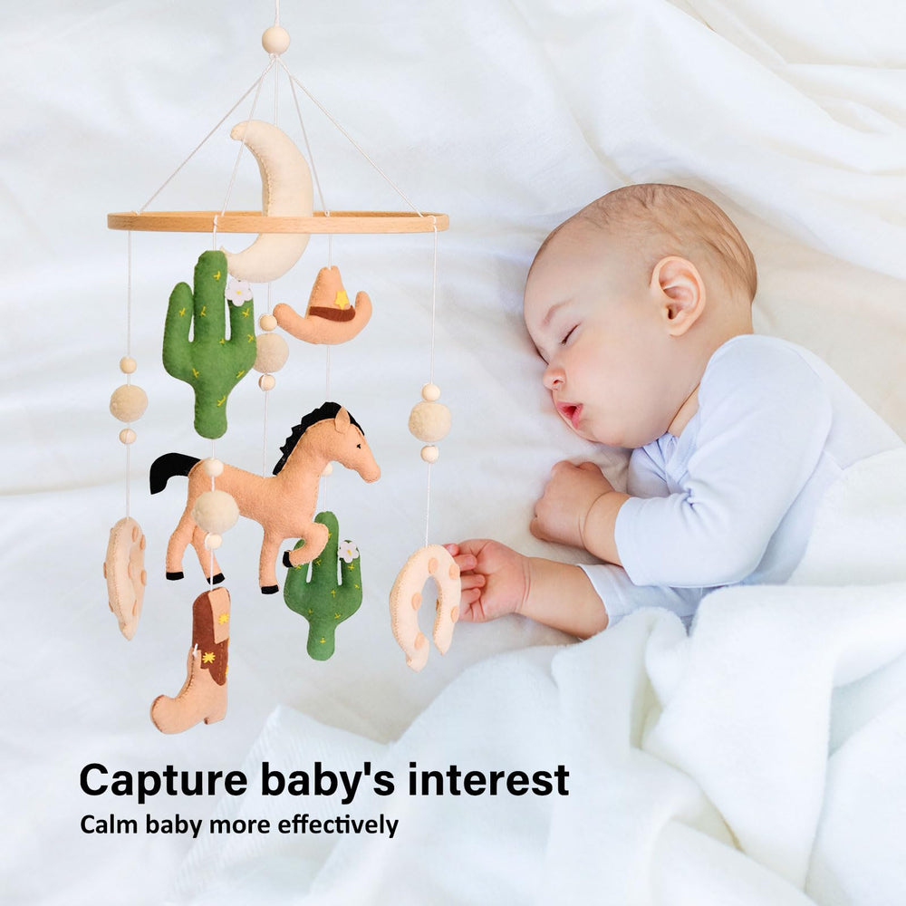 Sweety Baby Western Baby Mobile moon charm creates a calming focal point above crib.