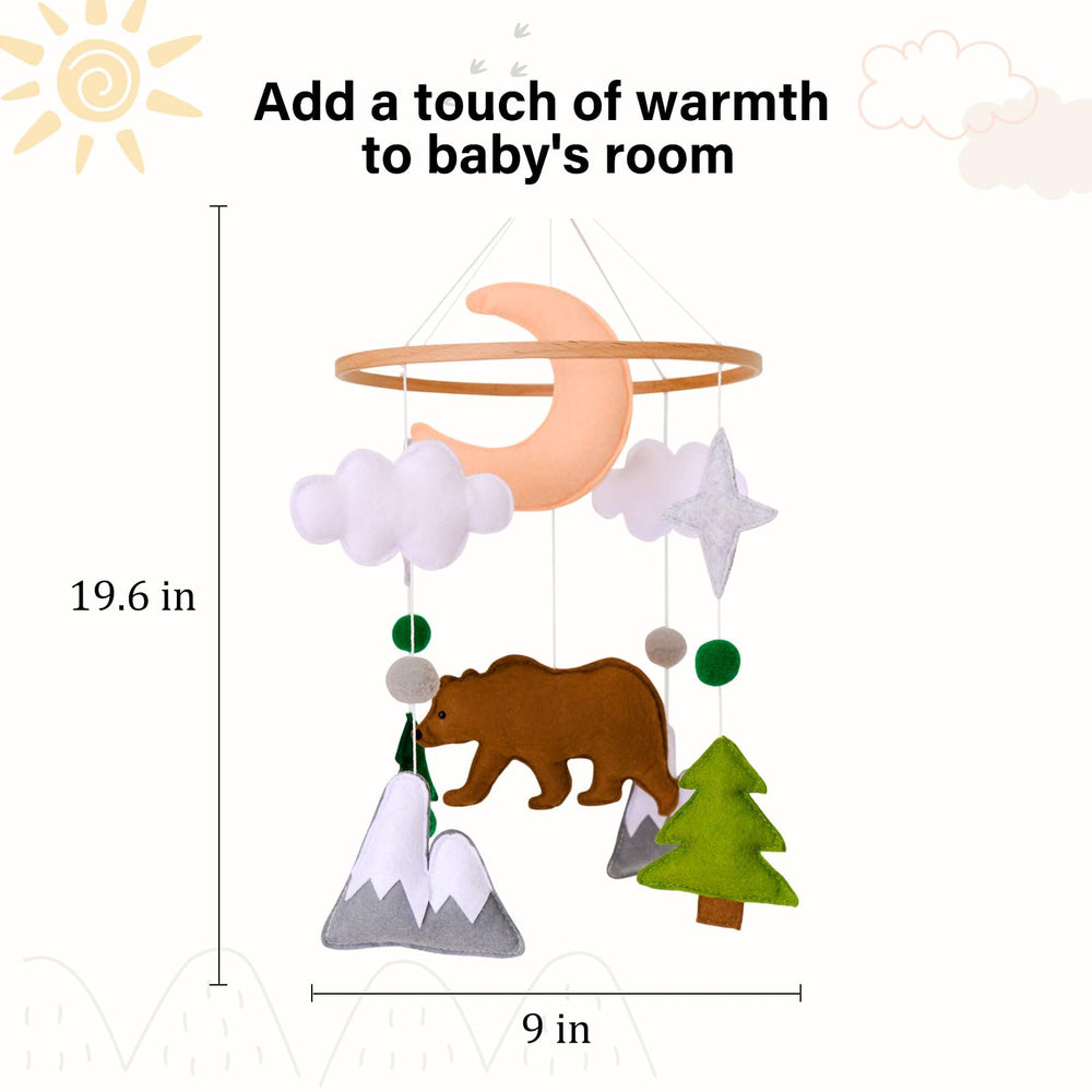 Sweety Baby nursery decor mobile sways gently in a neutral nursery