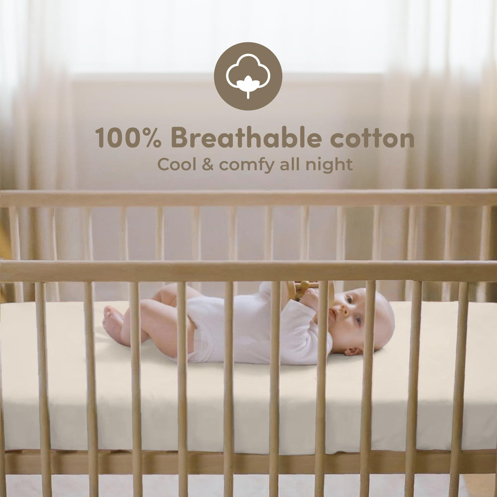 Sweety Fox cotton crib sheets 2-pack closeup highlighting breathable fabric gentle on skin
