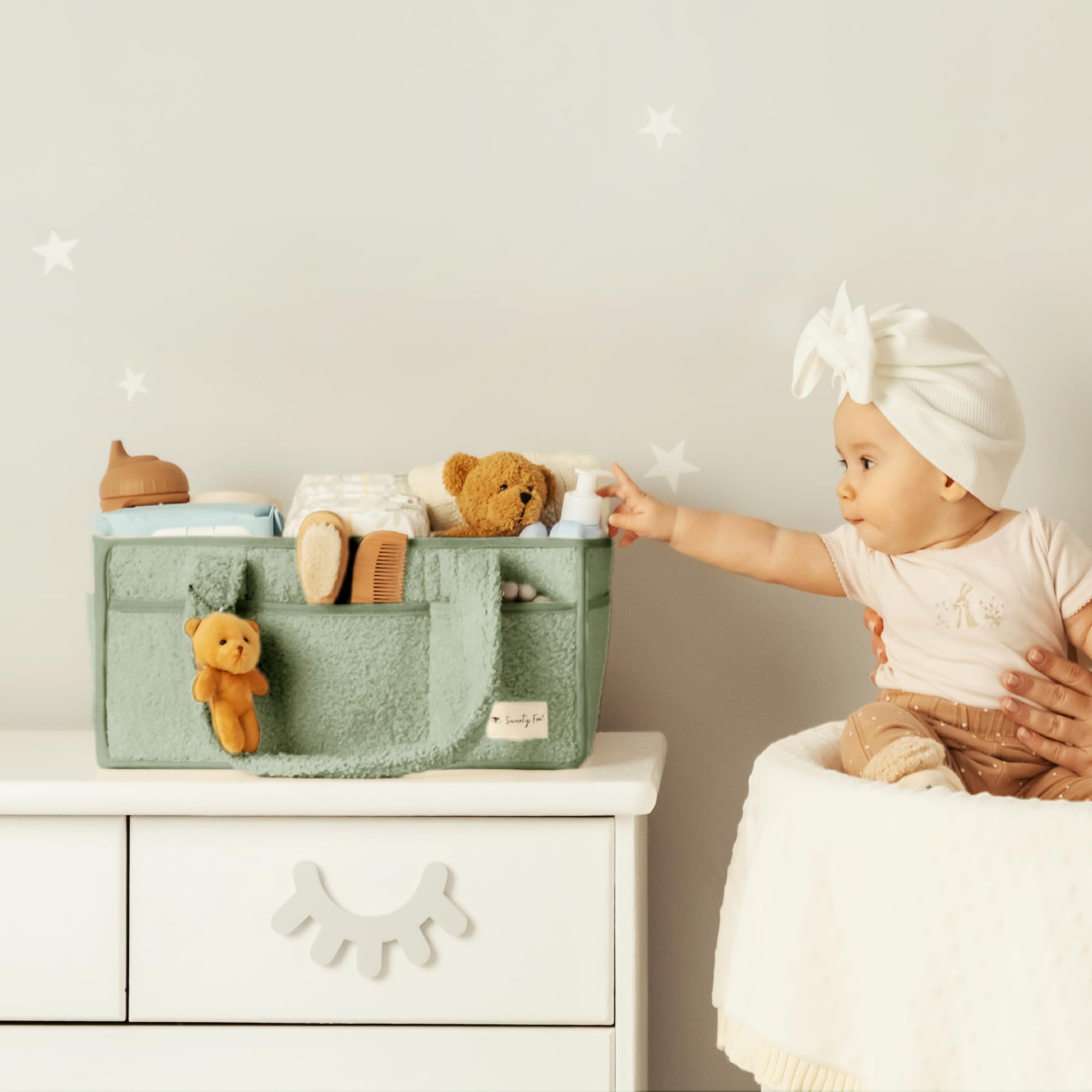 Sweety Fox four-color option display: sage, pink, ivory, grey.
