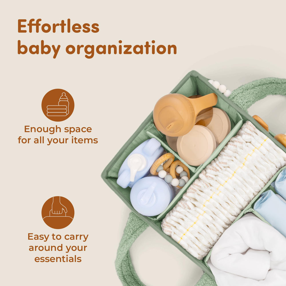Sweety Fox Sherpa nursery basket in green with soft touch.