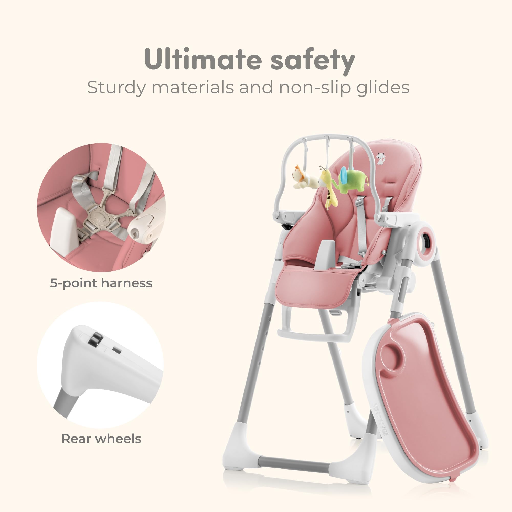 Sweety Fox high chair safety harness keeps little eaters secure during meals