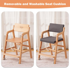 Swegrow adjustable seat adjusts to different table heights for versatile dining.