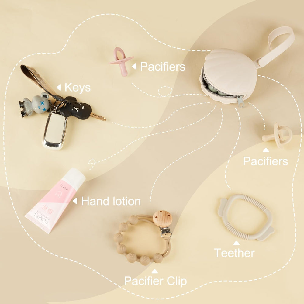Swelive pacifier case built-in strap secures to diaper bags for easy reach.