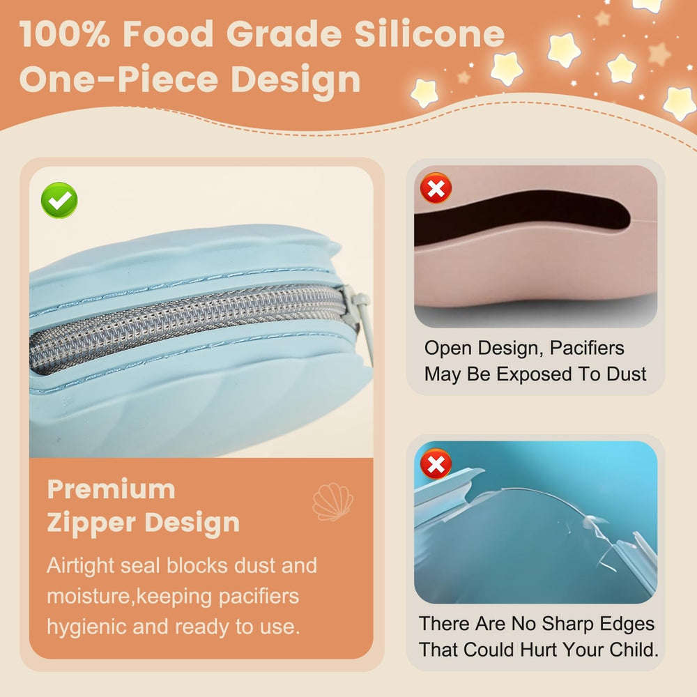 Swelive pacifier case sealed zipper blocks dust and keeps contents clean.