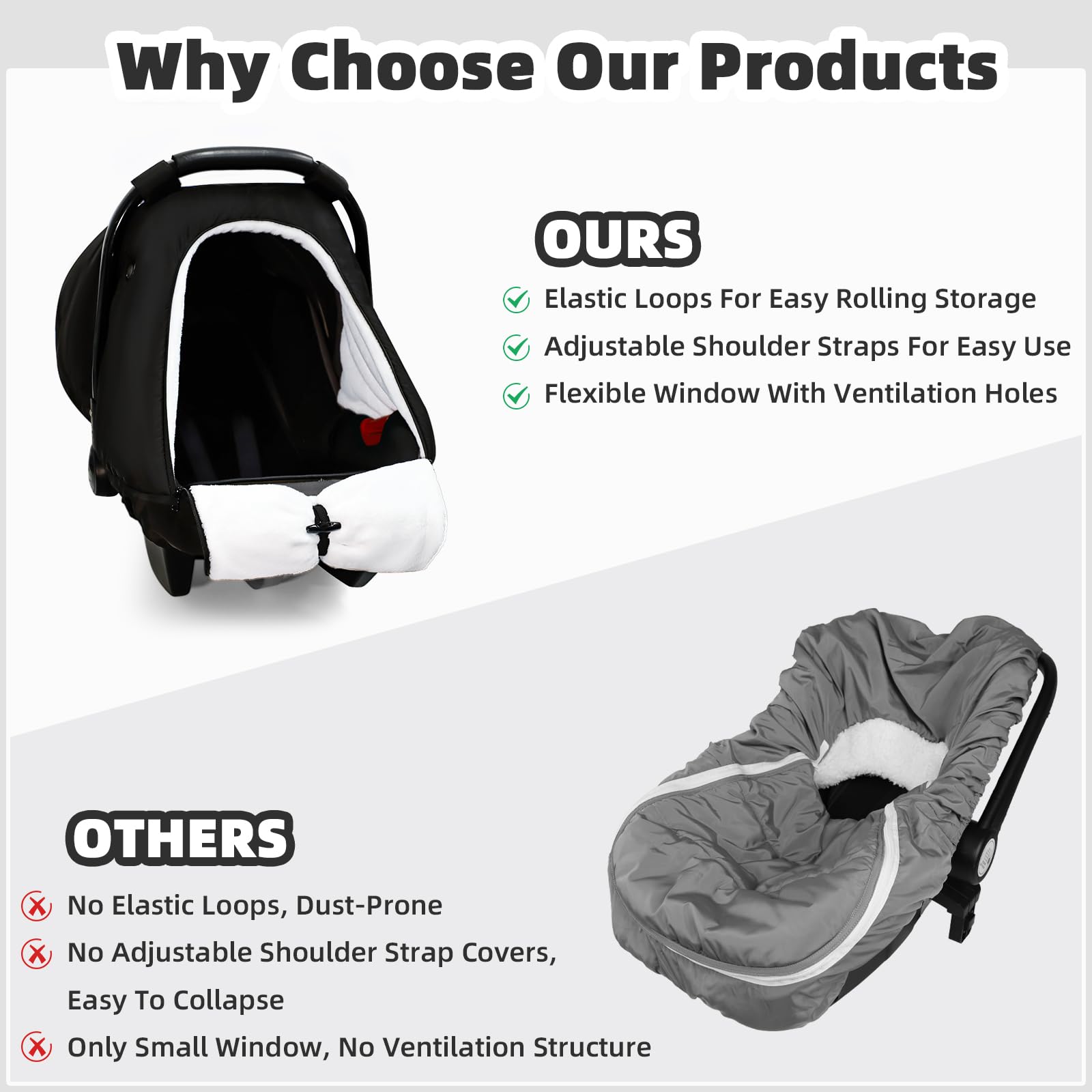 SWESEN infant car seat canopy with water resistance protects against wind and rain