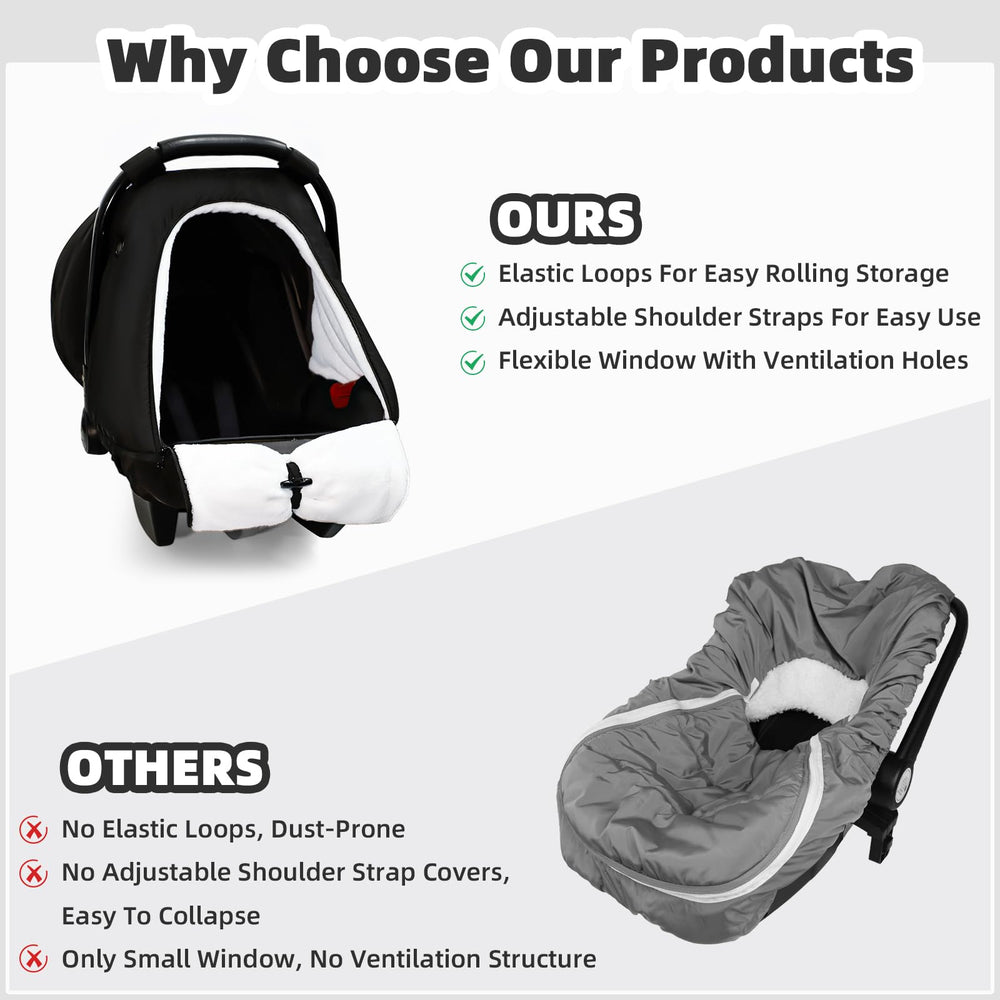 SWESEN infant car seat canopy with water resistance protects against wind and rain