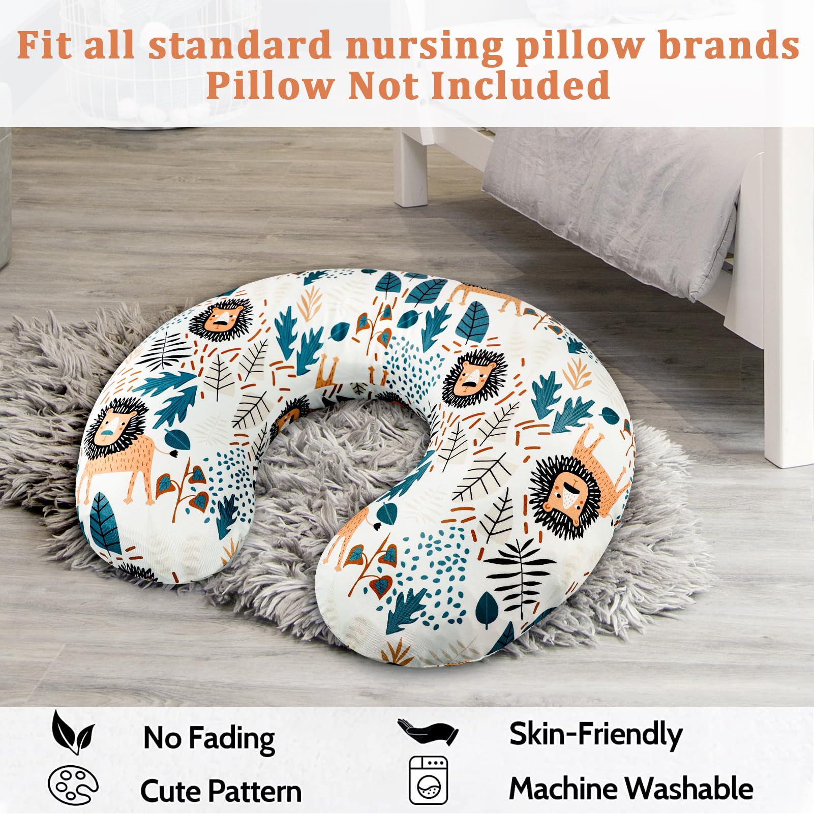 SWESEN stretchy nursing pillow cover demonstrates snug fit for common pillow shapes.