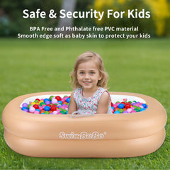 Swimbobo inflatable baby bathtub with a spacious design for growing babies.