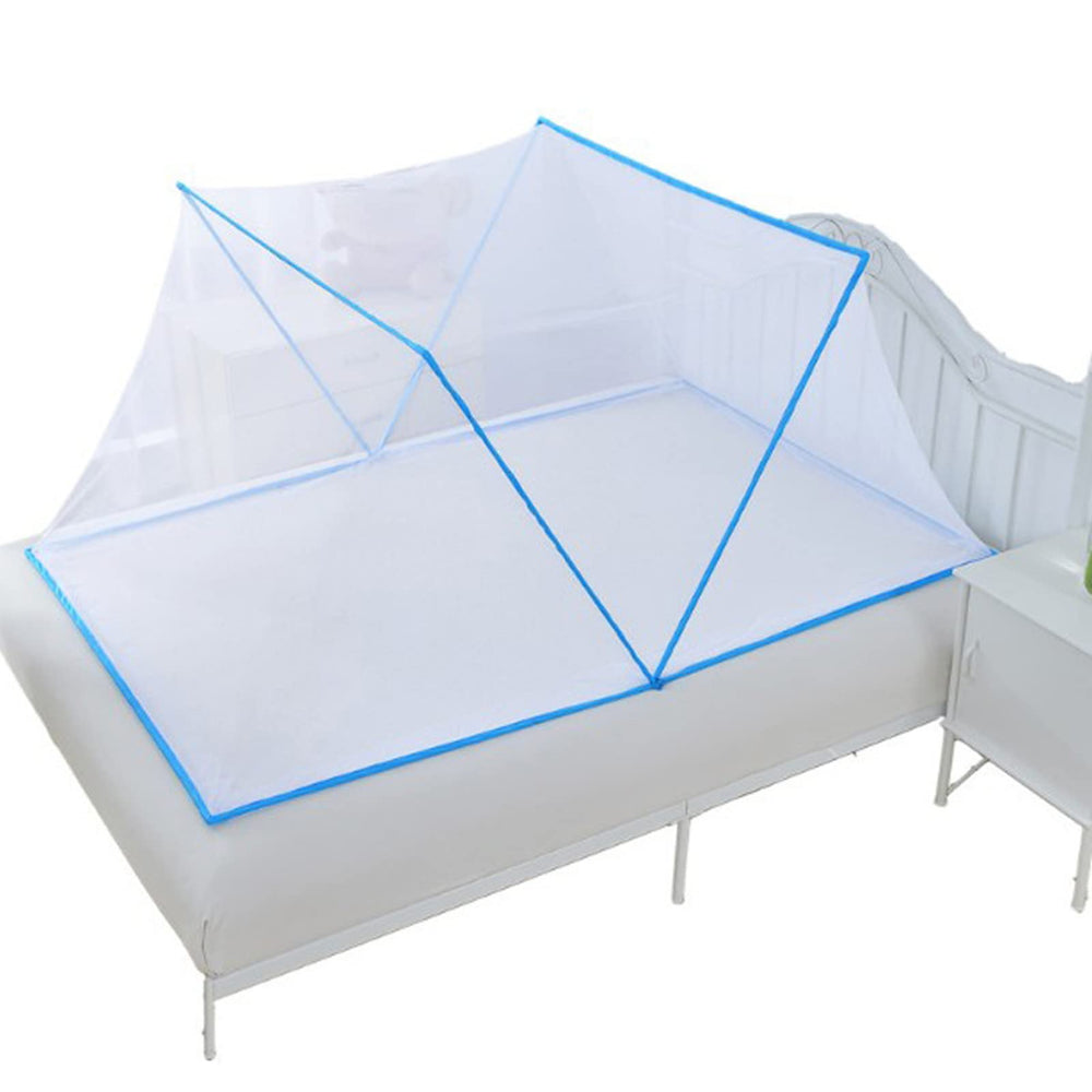 SWOQ mosquito net tent compact-storage folds flat for backpacking or drawer storage.
