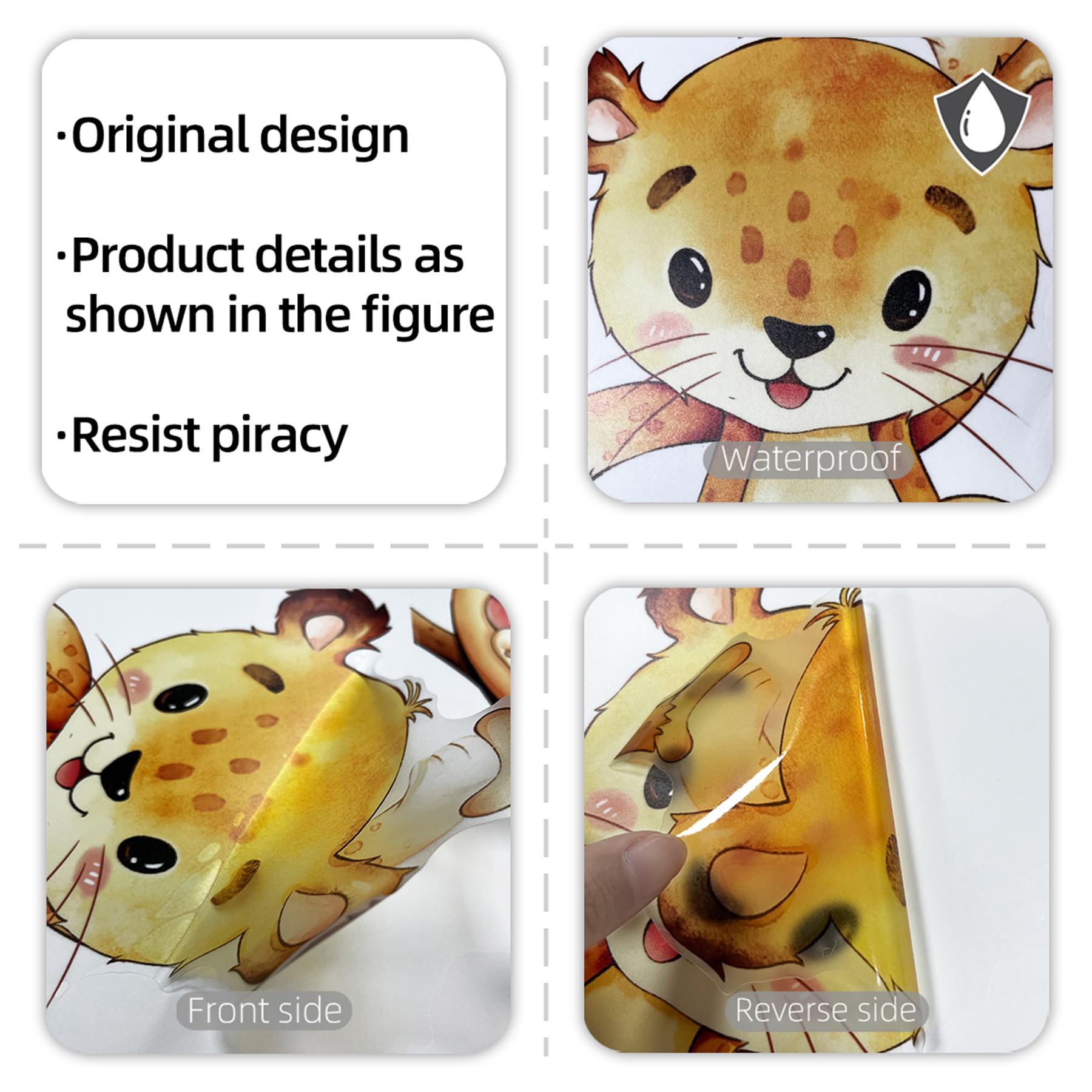 SWORNA 2-sheets animal wall decals easy peel and stick installation