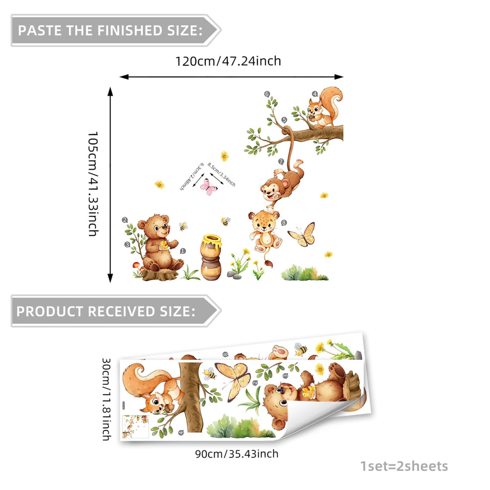 SWORNA 2-sheets animal wall decals lion at play brightens the scene