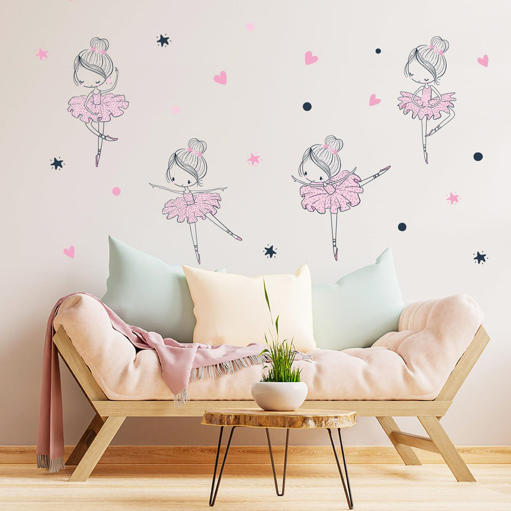 SWORNA hand-drawn ballerina wall art for imaginative play spaces.