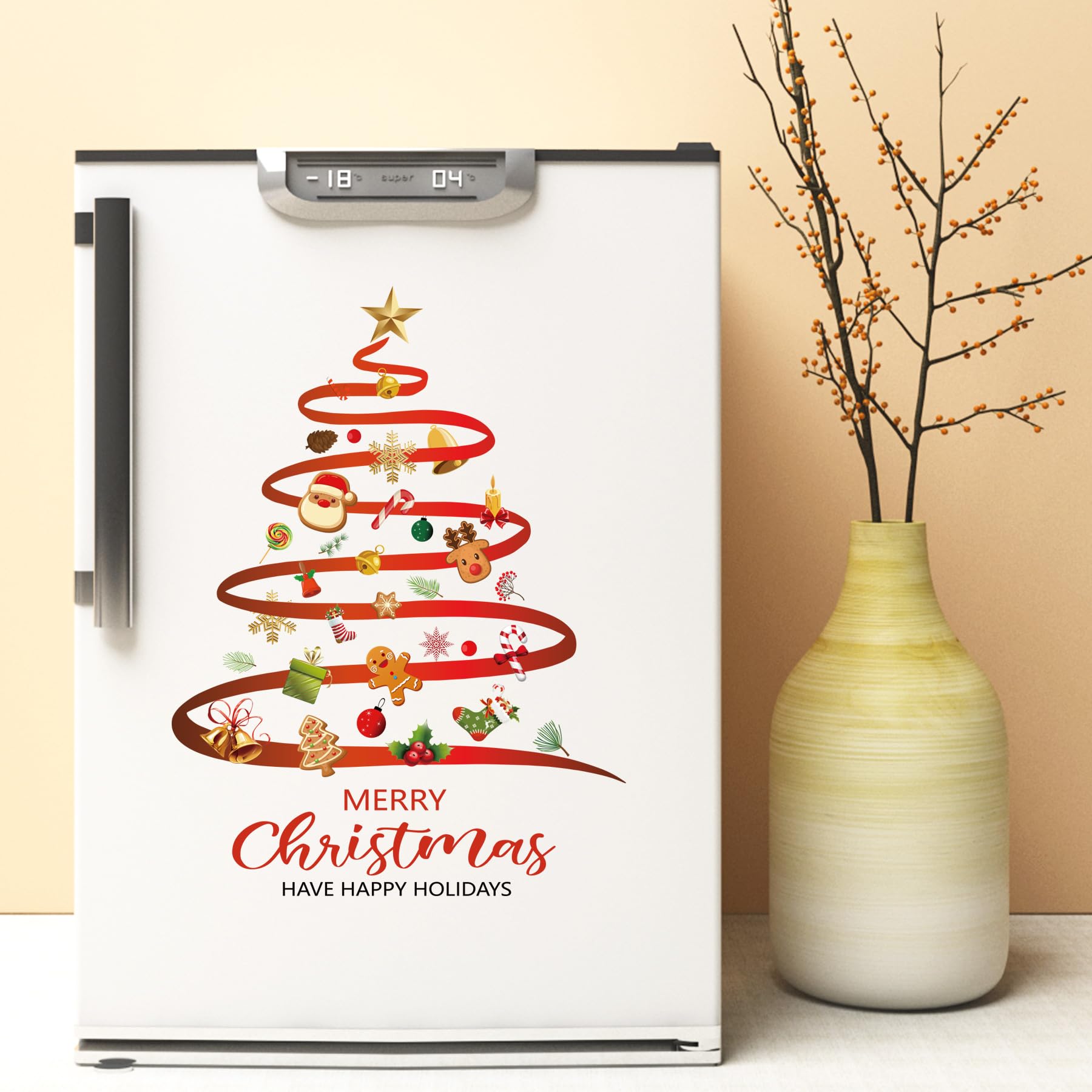 SWORNA Santa Claus figure wall decal brings playful seasonal mood to room.