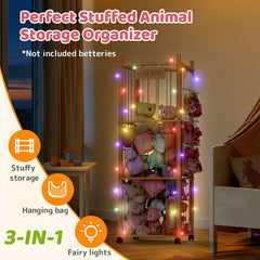SWRSWR stuffed animal zoo side view highlights large capacity and easy access for kids.