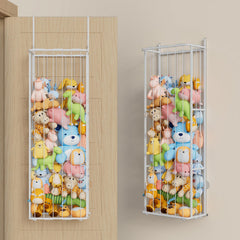 SWTYMIKI large stuffed storage over-door 3-tier white keeps plushies visible and accessible.