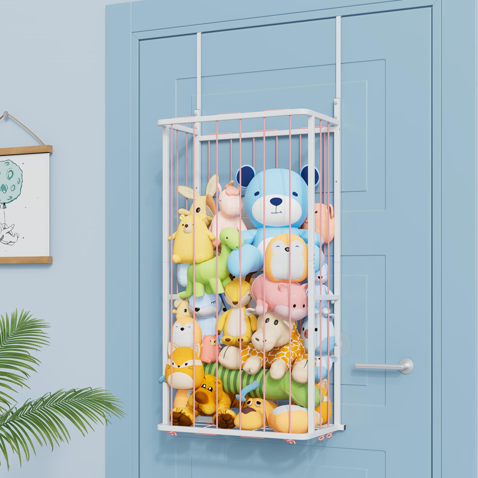 SWTYMIKI 2-tier plush storage on door ideal for kids' room organization.