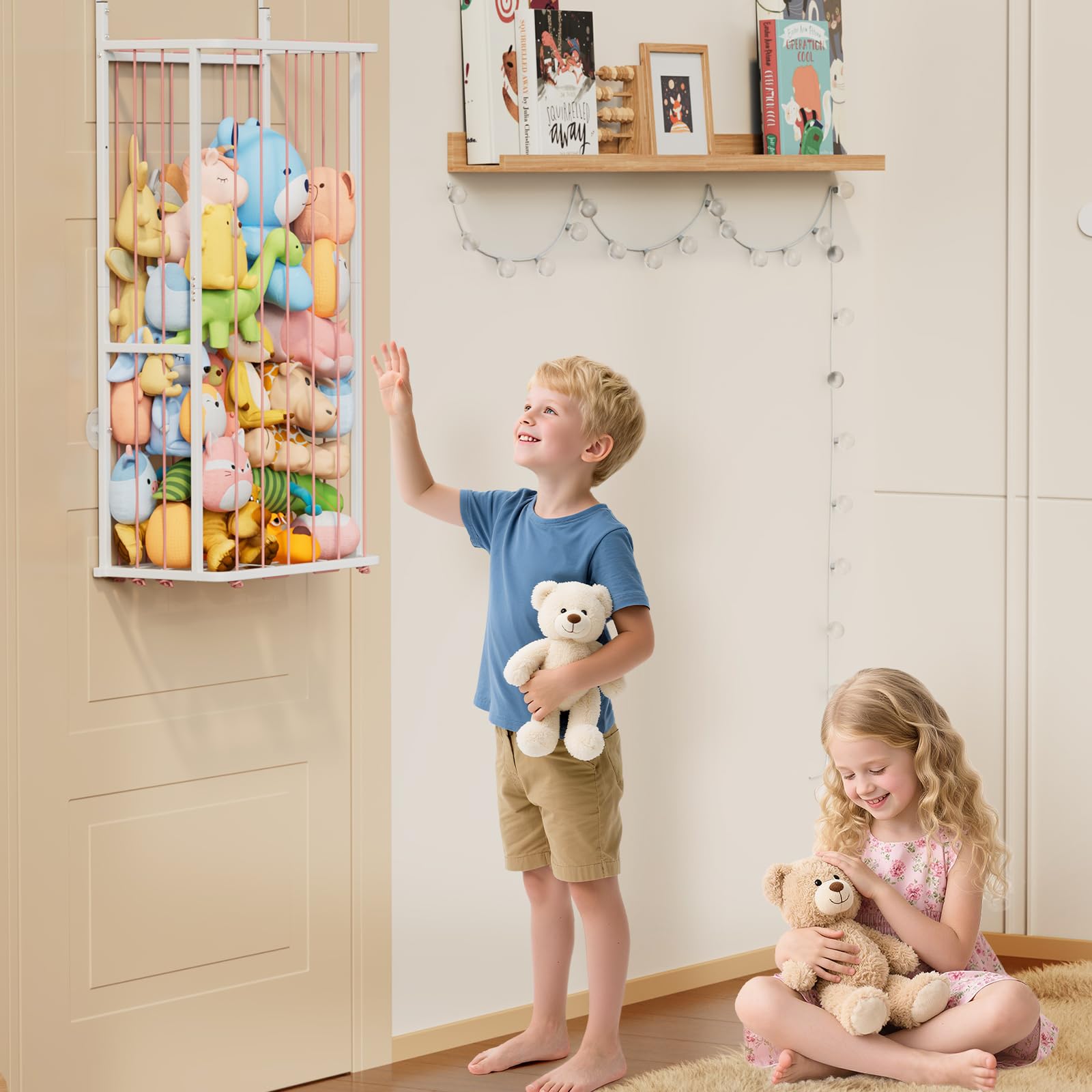 SWTYMIKI corner display for stuffies showcases plush as decor.