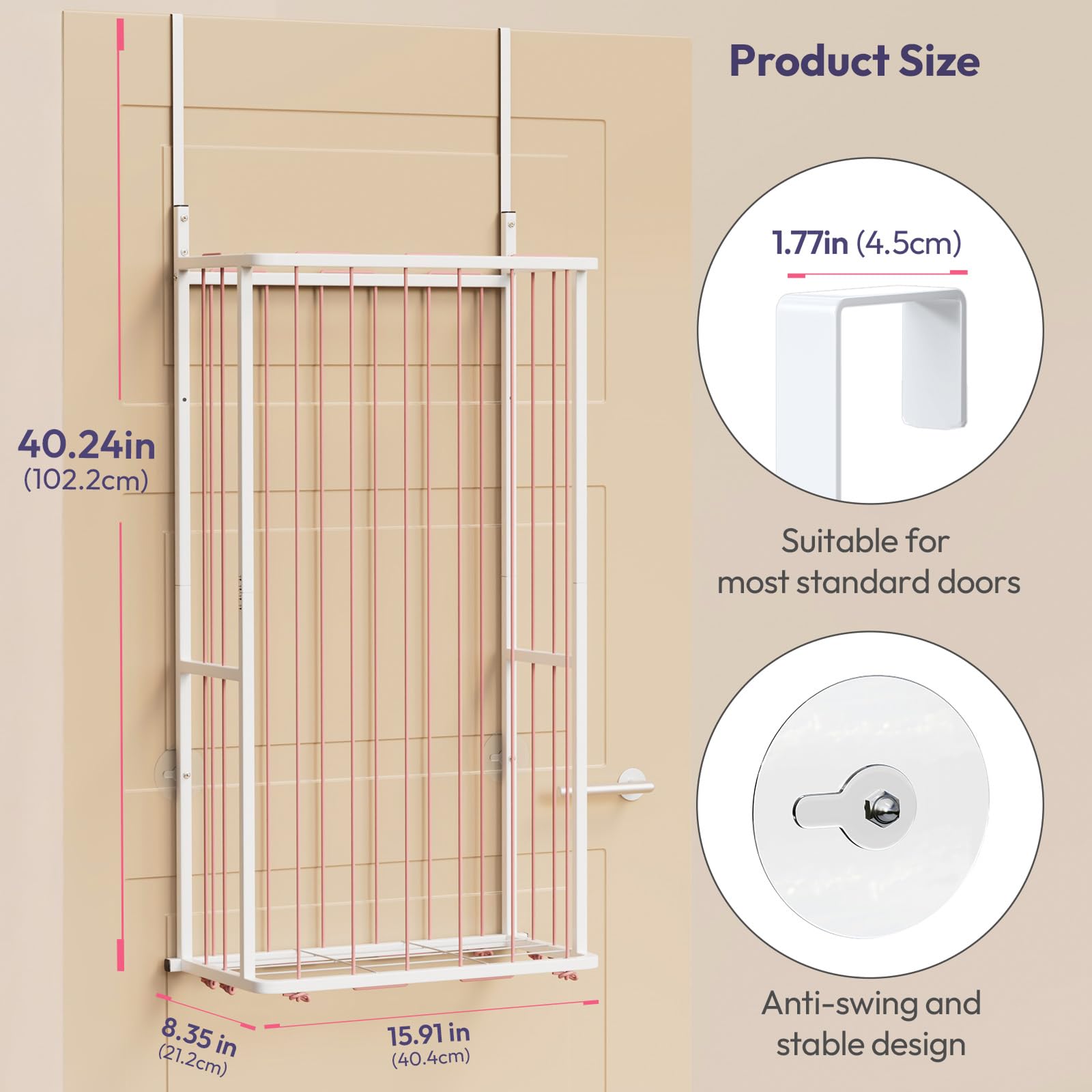 SWTYMIKI pink over-the-door plush organizer rack keeps toys neatly displayed.