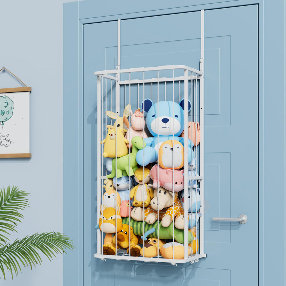 SWTYMIKI two-tier plush organizer mounted for efficient playroom storage