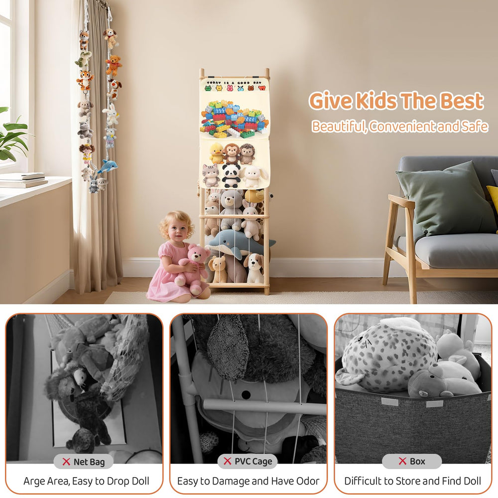 SXBSXB stuffed animal zoo wooden frame provides a warm, natural decor touch
