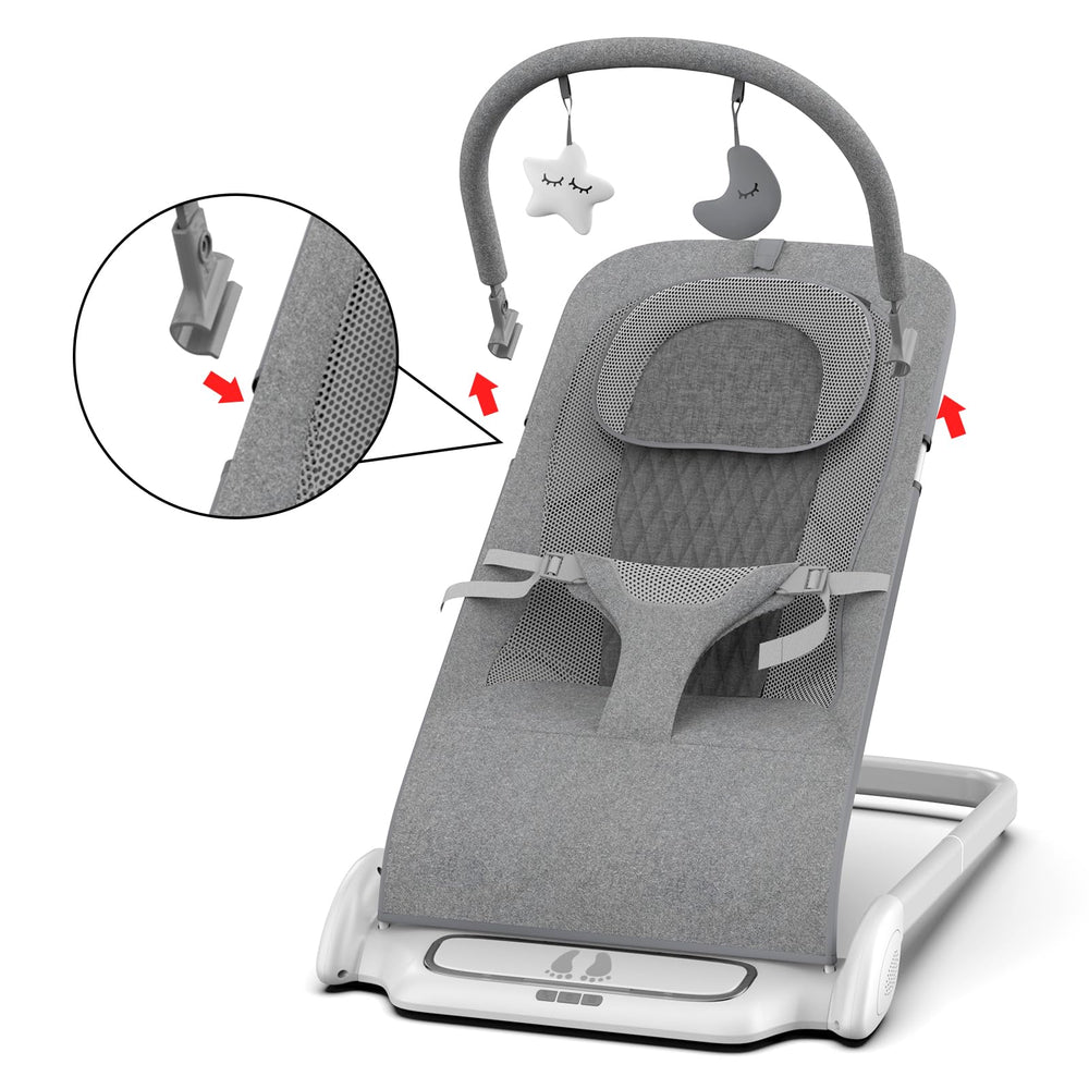 SYCYH bouncer's removable toy bar makes cleaning quick and simple