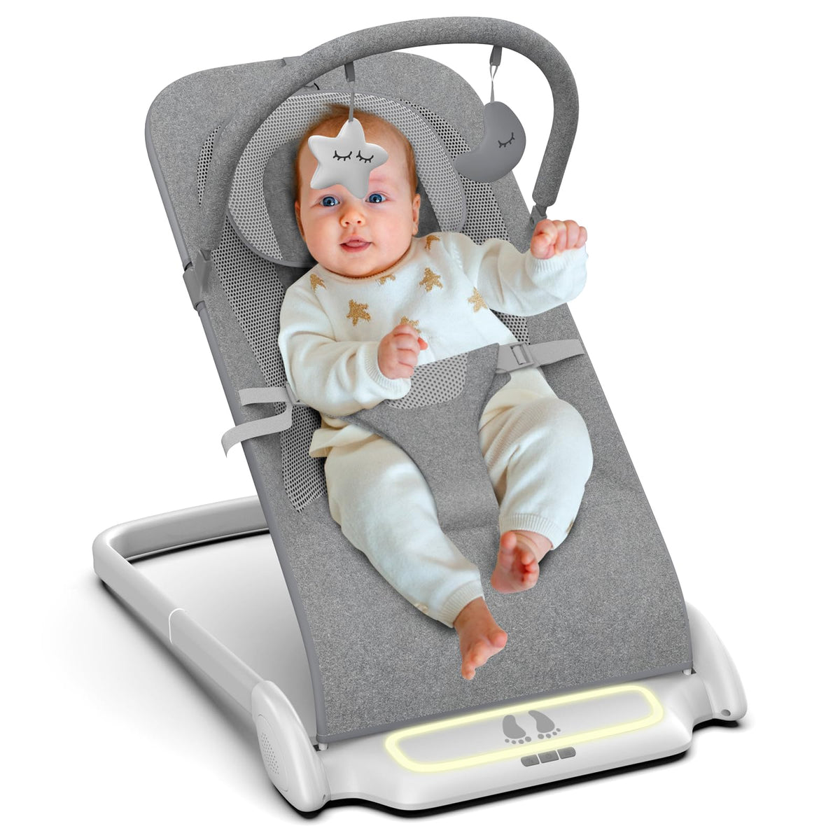 SYCYH Baby Bouncer in use, gentle rocking calms a fussy infant