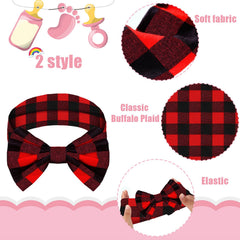Syhood baby headband plaid red check offers soft comfort and stretch for growing kids.