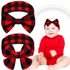 Syhood Christmas bowknot headband in red plaid for photoshoots and festive outfits.