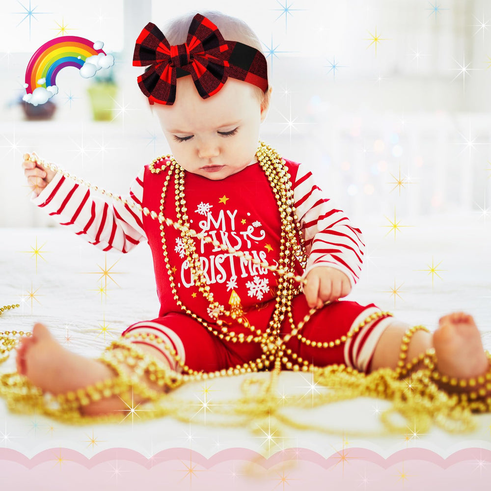 Syhood toddler elastic plaid headband fits from 3 months to 11 years.