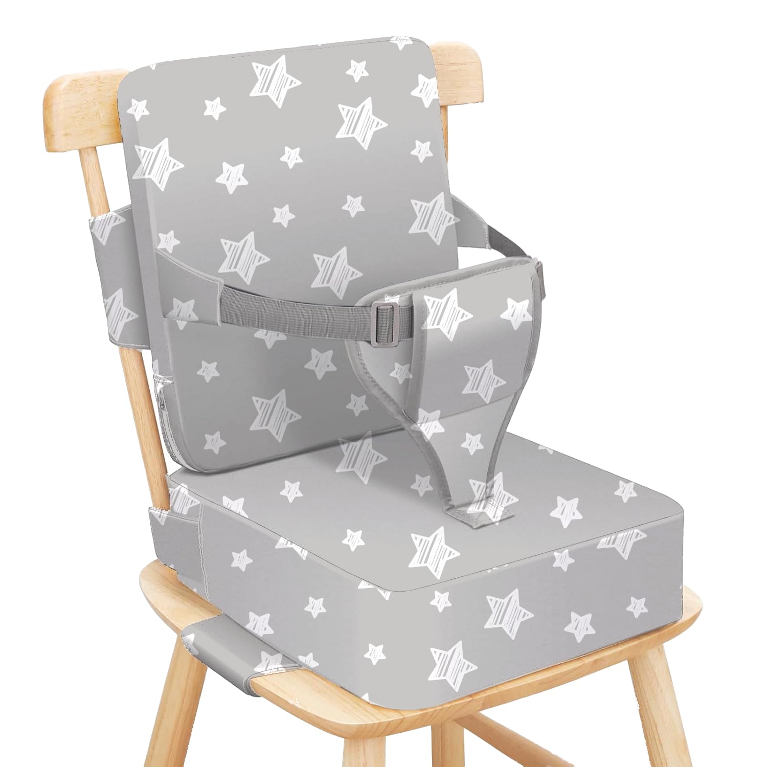 Sylynvia booster seat with kitchen chair backrest provides stable mealtime support for toddlers.