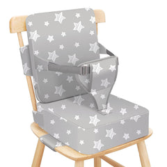 Sylynvia booster seat with kitchen chair backrest provides stable mealtime support for toddlers.