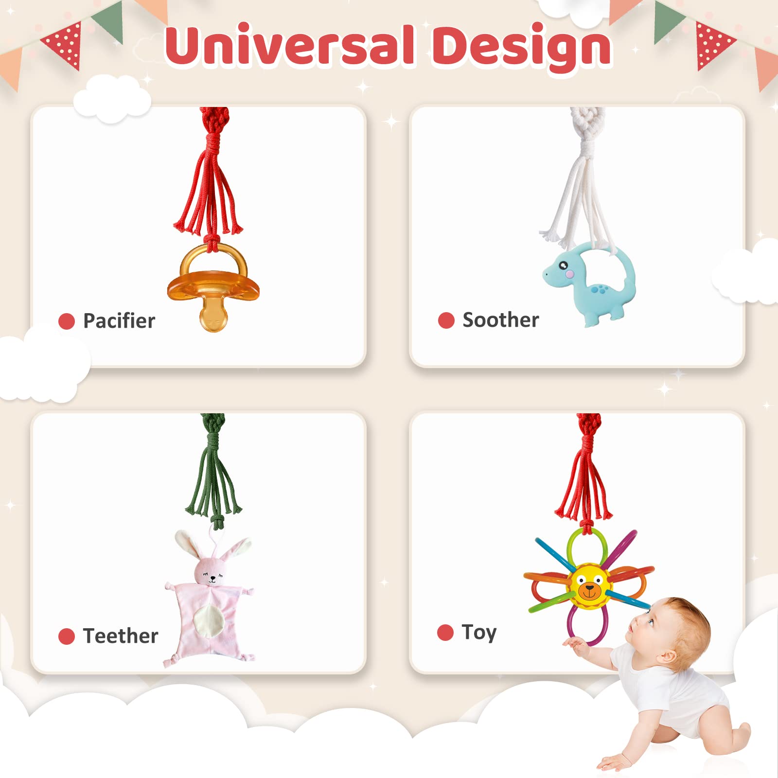 Symbolife pacifier clip presented as a thoughtful, gift-ready baby shower accessory.