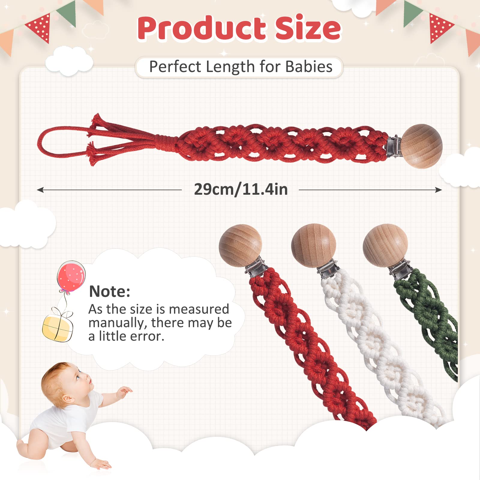 Symbolife unisex pacifier clip design suitable for both boys and girls during outings.