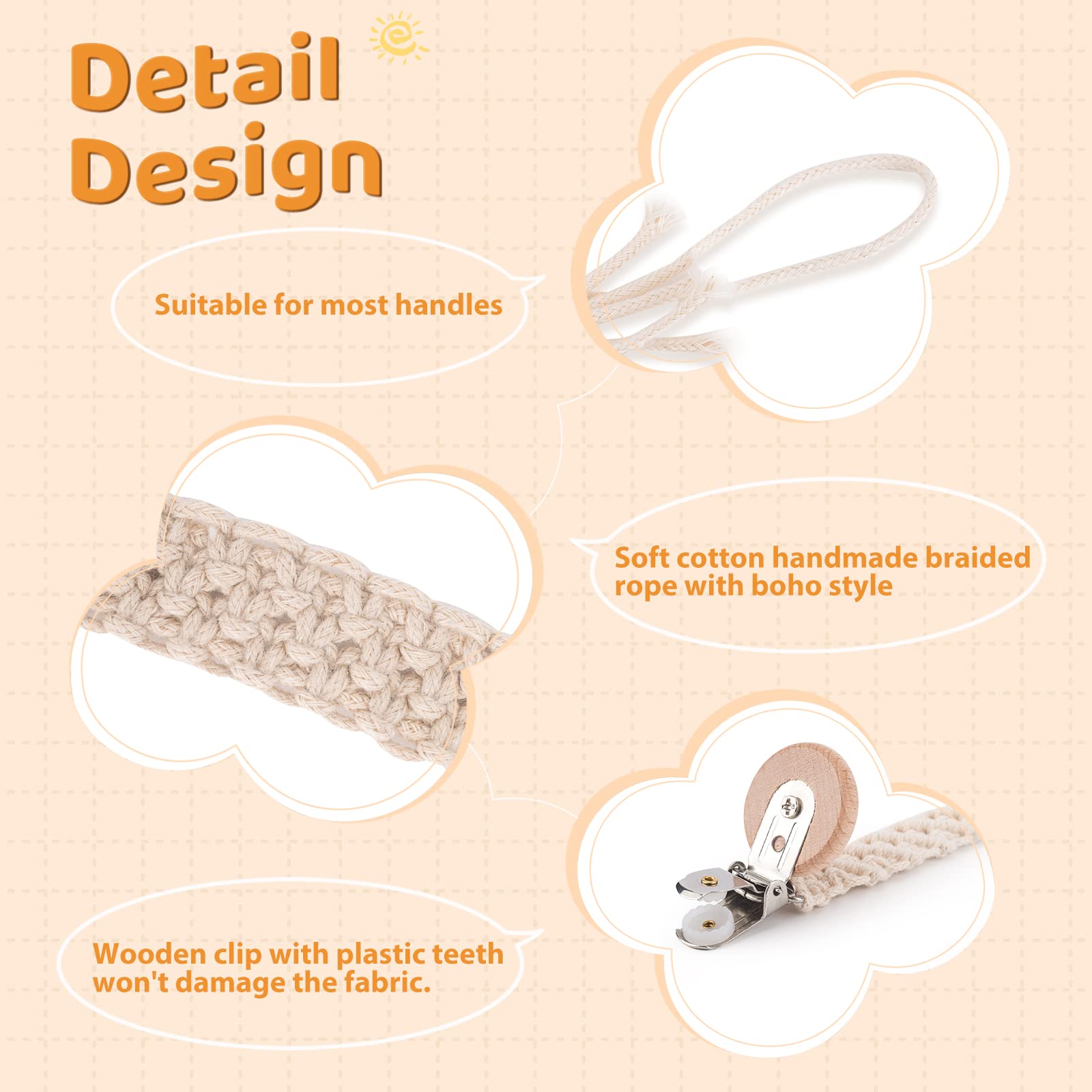 Symbolife braided-pattern pacifier holder adds stylish touch to baby outfits.