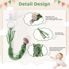 Symbolife pacifier clip braided pattern prevents drops and dirt on the floor.