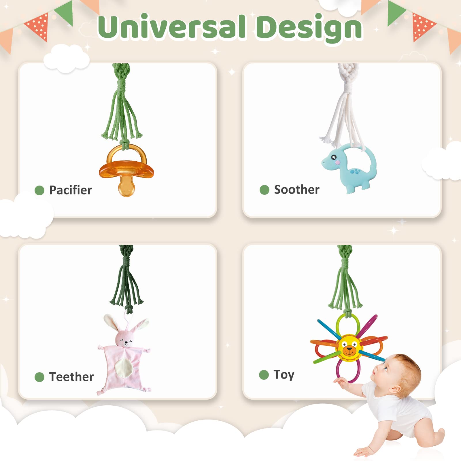 Symbolife pacifier clip makes gifting easy for baby showers or birthdays.